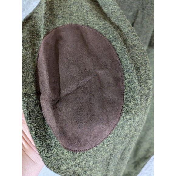 Cremieux Men's Medium Wool Blend Sweater V Neck Leather Elbow Patches green - Picture 2 of 7